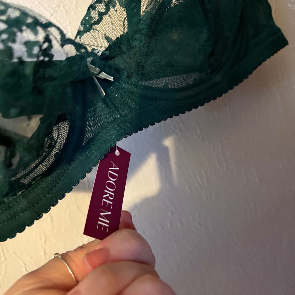 Adore me Lacey green bra and panty set.